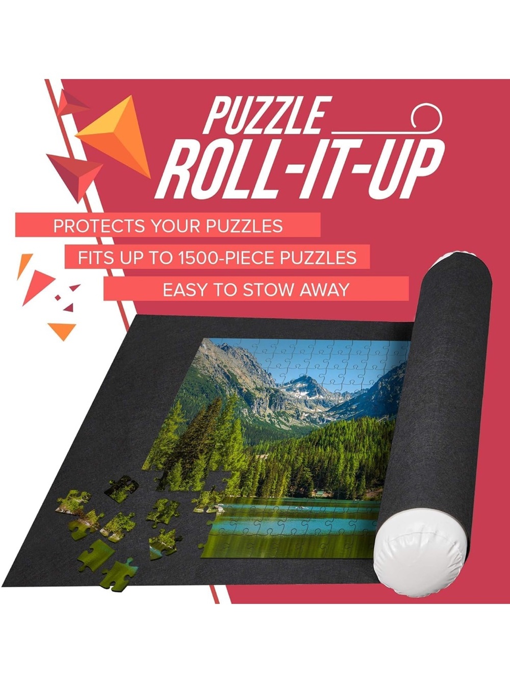 Black Puzzle Roll-Up Mat for Jigsaw Puzzles - Protects Up to 1500 Pieces